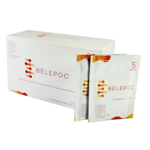 Caja y sachets de Belepoc sobre fondo blanco